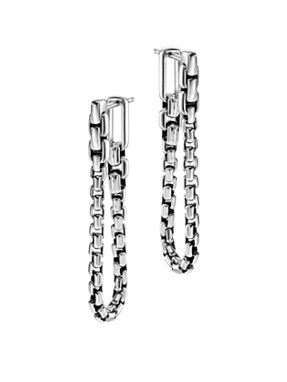 JAI Silver Convertible Chain Hoop Earrings
